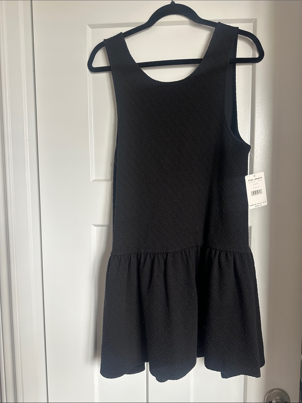 NWT Free People Black Sleeveless Textured Drop-Waist Dress small